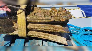Aríete de bronze encontrado - Divulgação/Superintendência do Mar da Itália/Facebook