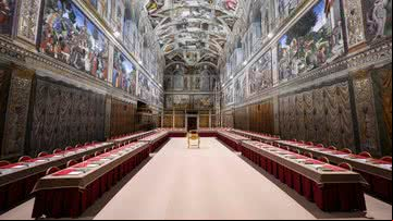 Capela Sistina após preparação para o conclave - Getty Images