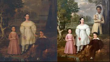 Montagem mostrando pintura antes e depois da restauração - Divulgação/ MET