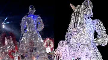 Registros da escultura de São Jorge da Vila Isabel - Reprodução/Vídeo e Getty Images
